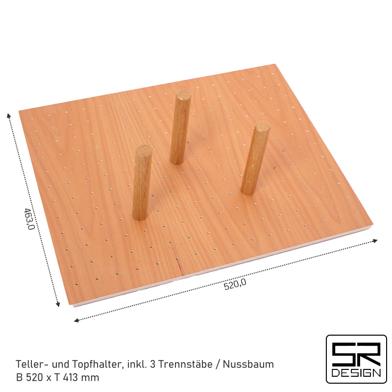 Tellerhalter / Topfhalter K60 inkl. 3 Trennstäbe. Einzelstück. Buche.