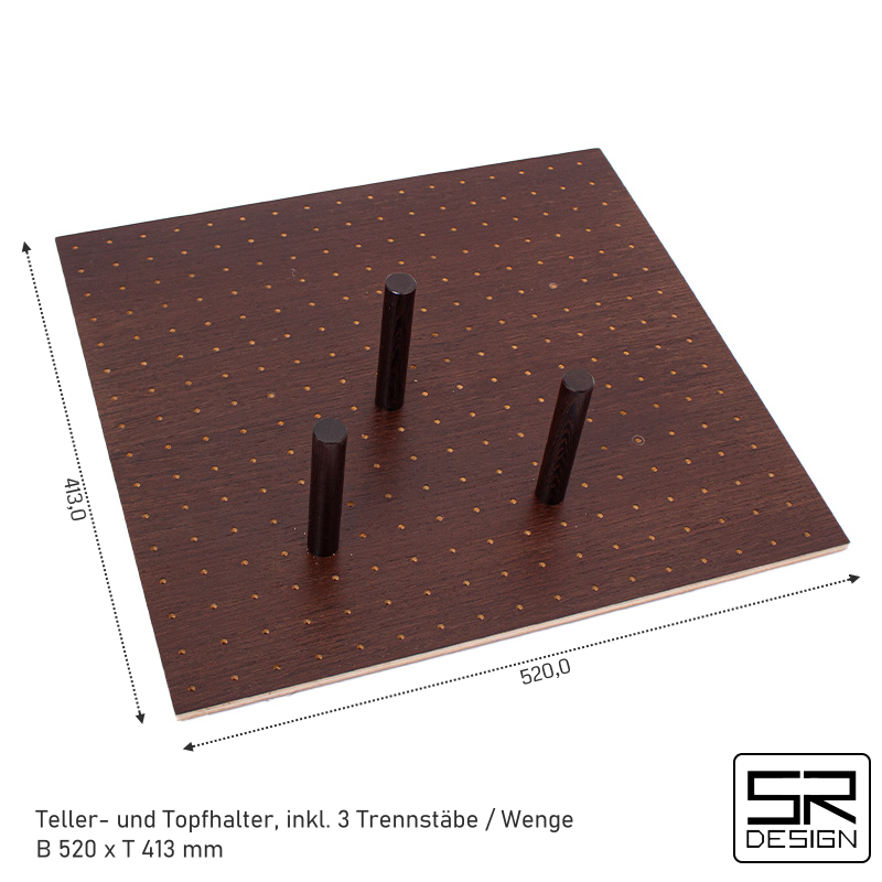 Tellerhalter / Topfhalter K60 inkl. 3 Trennstäbe. Wenge.